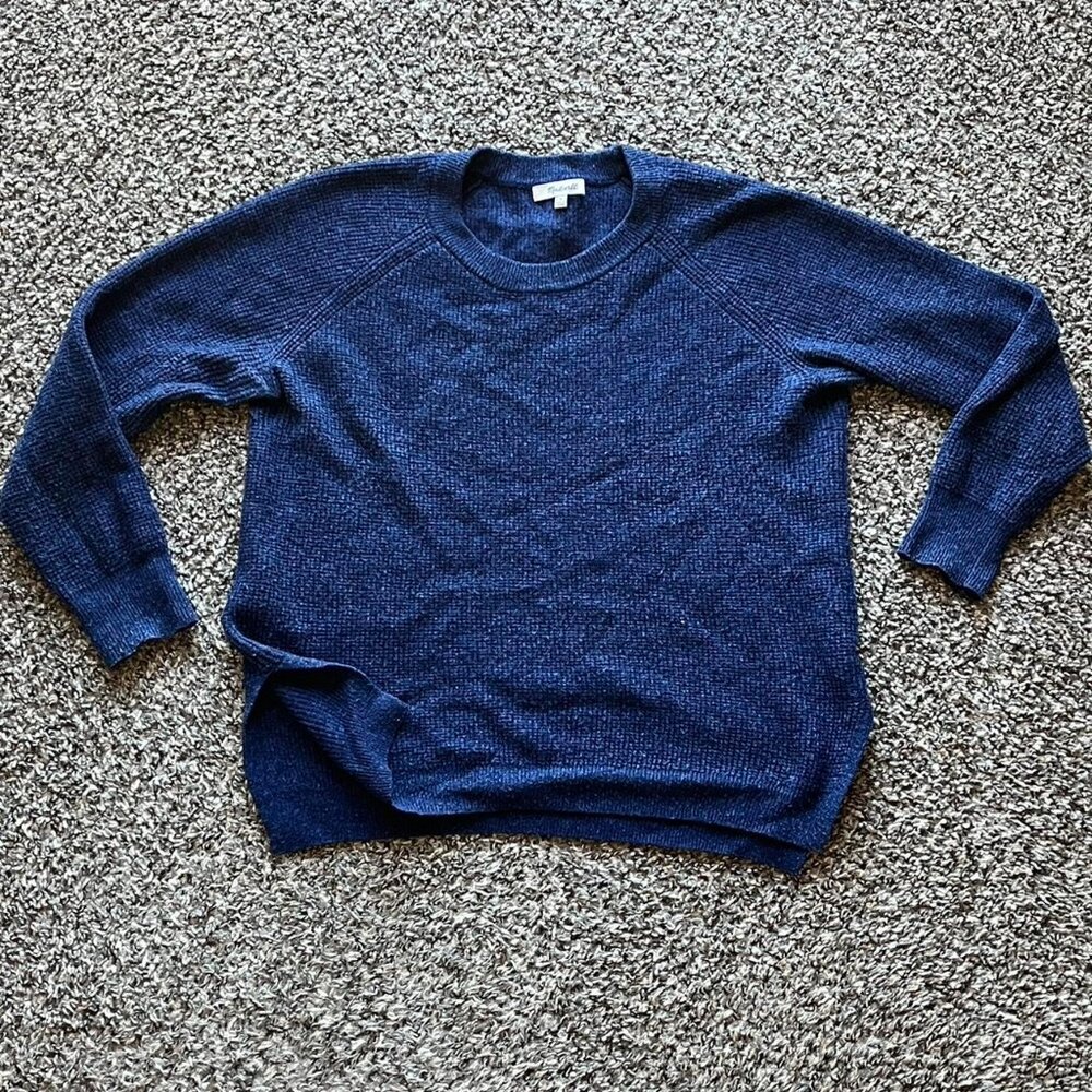 Madewell Cropped Blue Sweater Women Medium Soft Girl Alpaca Comfy L/S Flirty Top